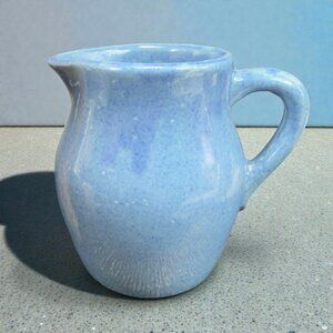 Vintage USA Pottery Stoneware Pale Blue Glaze Creamer Jug Pitcher‎ Hand Made VTG